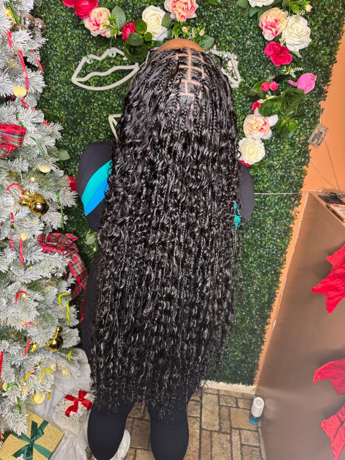 Long boho braids on display at Joyce Braids