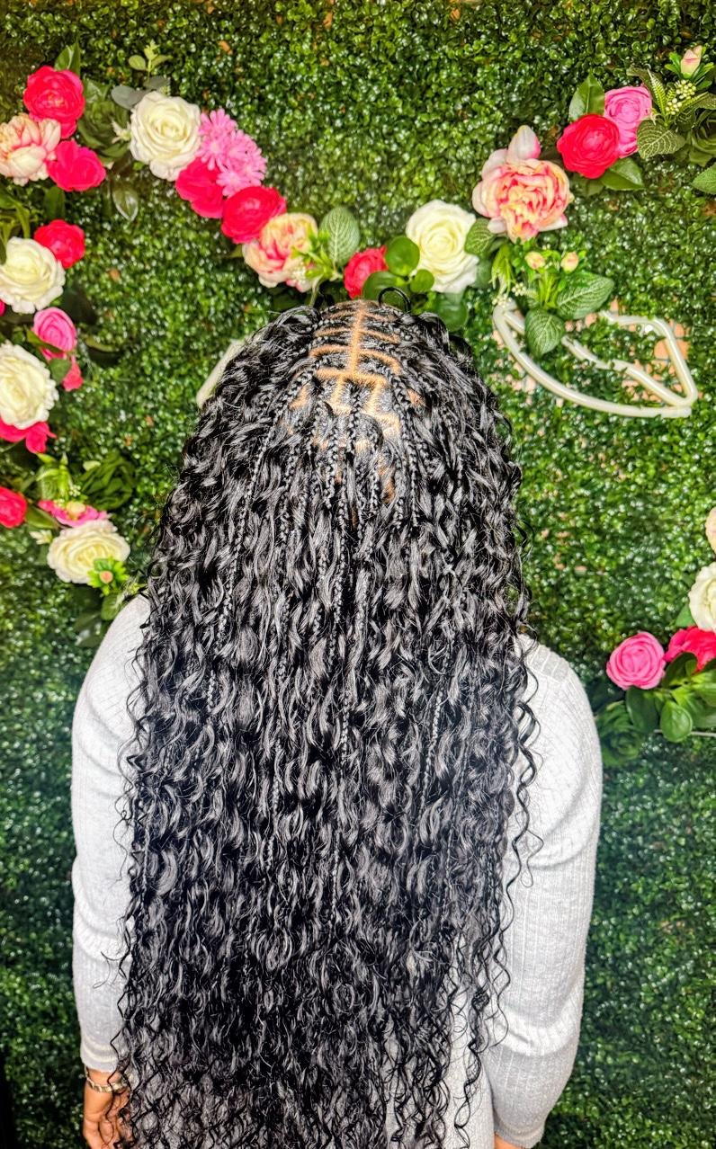 Boho braids with soft curls by Joyce Braids