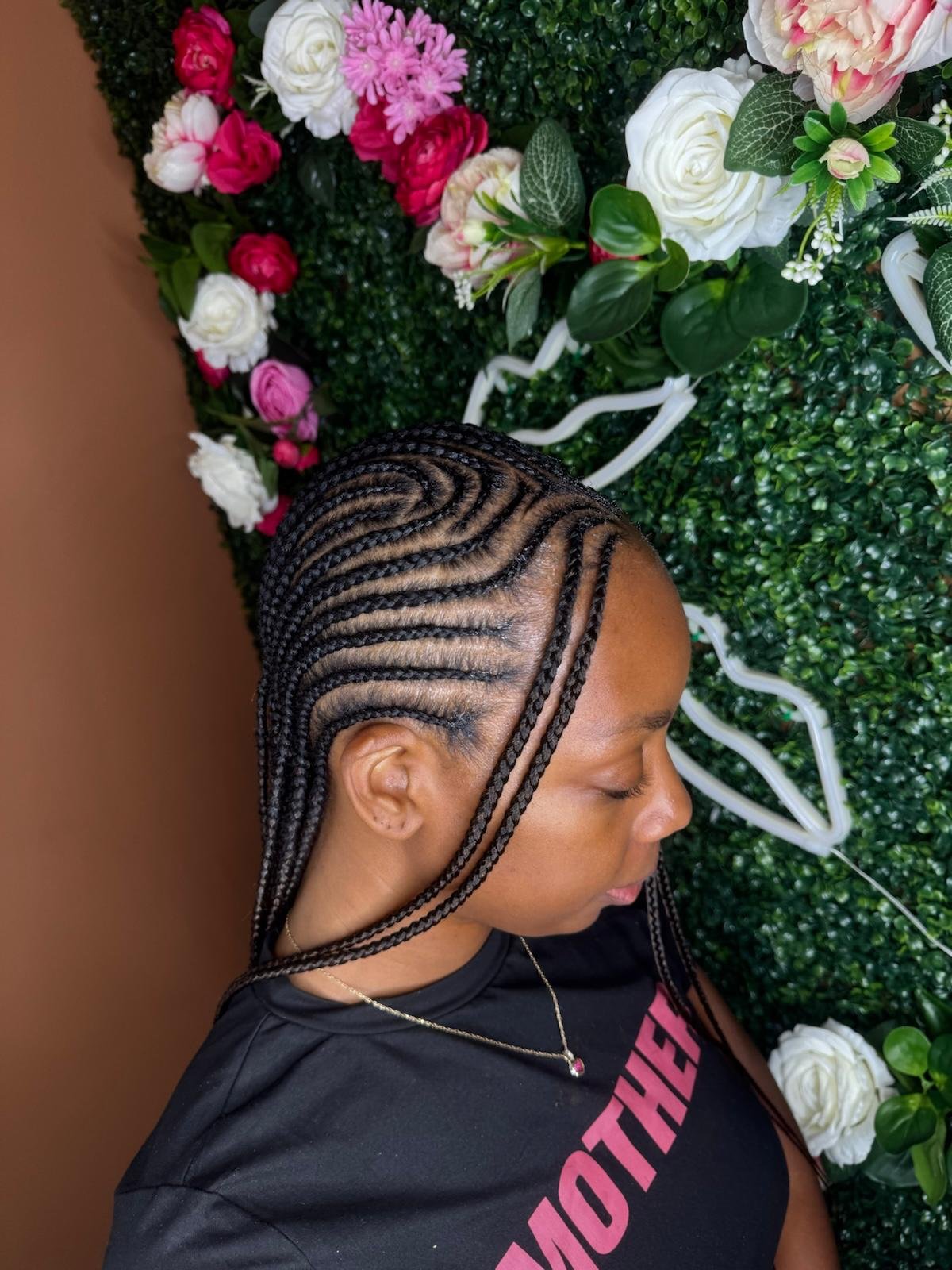 Side-swept cornrows by Joyce Braids