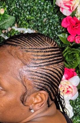 Side cornrow detail by Joyce Braids