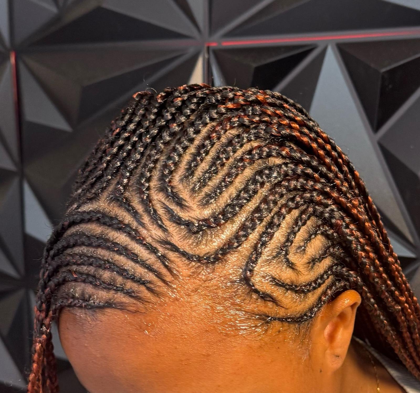 Tribal heart cornrow design by Joyce Braids